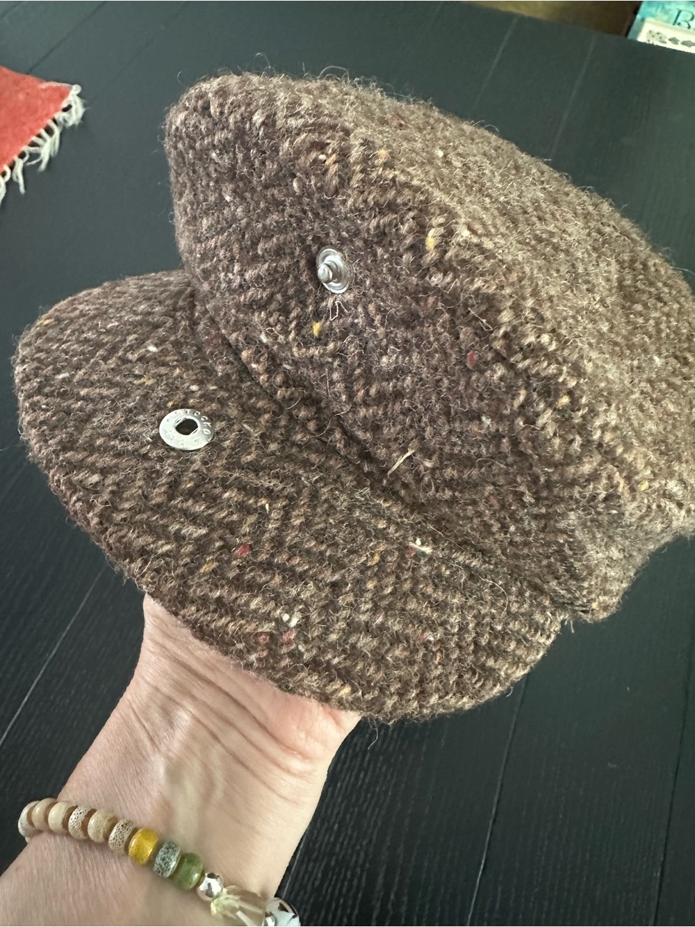 🌳 “Hanna Hats” ~ Brown Tweed Newsboy Cap - Picture 7 of 13